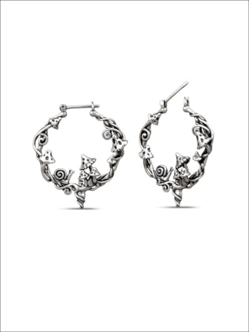 Vine Hoop Earrings Brass 925 Sterling Silver Fantasy Dangle